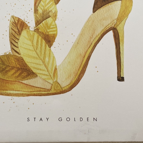 White and Gold Canvas Picture Decor With Golden Heel - Picture 2 of 2